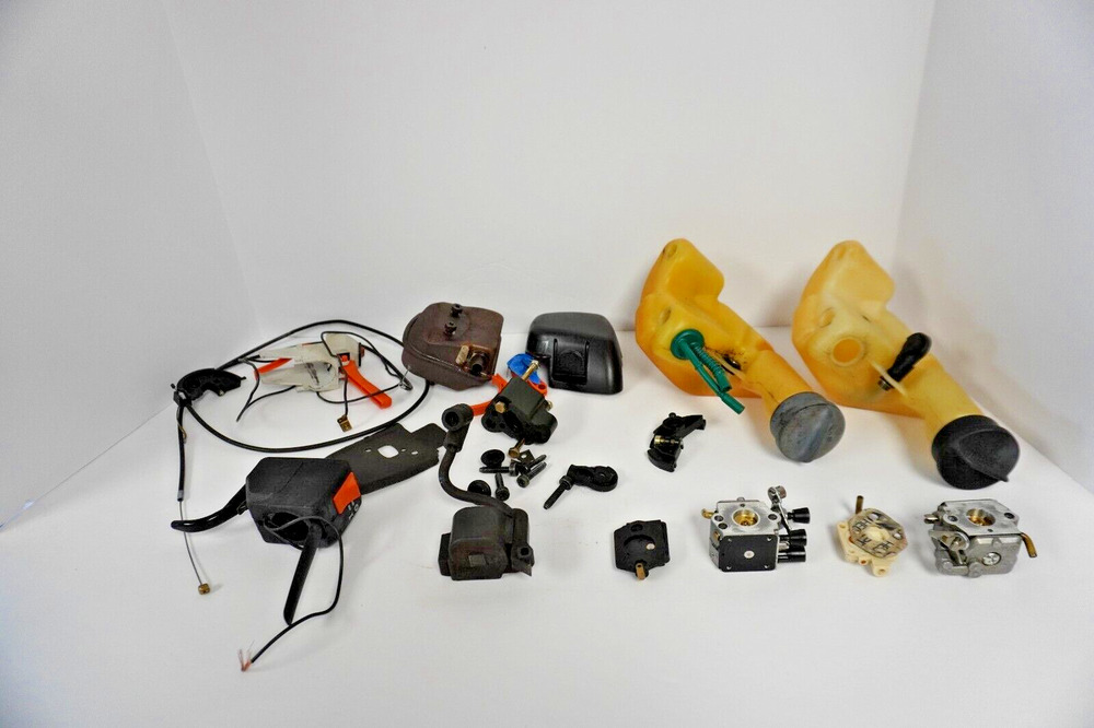 Lot of Stihl Chainsaw Weed Wacker Eater Parts Carburetor Gas Tank Muffler Etc